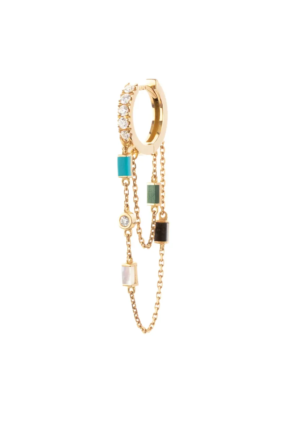 Boucle d’oreille en or et pierres fines